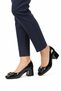 Black Patent Leather Thick Heeled Women's Evening Dress Shoes 695040 Z