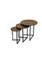 Circular Service Table Set, 3 Pieces, Brown, by Kama