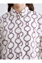 Beige Patterned Satin Women's Shirt Tunic - 3