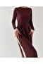 Women's Brown Striped Belted Knit Dress - 3