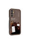 Galaxy A25 Case Camera Protection Printed Back Surface Shrp Classy Cover - Dark Brown