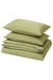 BJÖRKAL Duvet cover and 2 pillowcases, beige/green, 240 x 220/50 x 80 cm