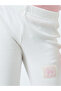 Girls White Ribbed Flared Leggings with Badge - 3