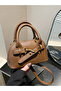 Solid Double Top Handle Handbag - 2