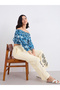 Cream Wide Leg Trousers with Embroidery Detail - 5