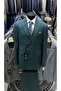 Double-Breasted Green Striped Slimfit Suit - 5