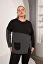 Plus Size Front Button and Pocket Detail Blouse Black