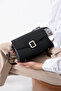 Black Multi-Compartment Lock Detailed Soft Leather Crossbody and Shoulder Bag