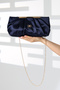 Women's Navy Blue Satin Chain Strap Evening Dress Clutch Portfolio and Crossbody Bag - 8