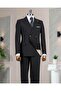 Italian Style Double-Breasted Jacket Pants Suit Black T14087