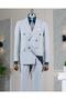 Italian Style Double-Breasted Jacket Pants Suit Gray T14081 - 6