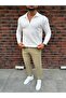 Vertical Striped Ottoman Fabric Zipper Detailed Men's Tracksuit Set