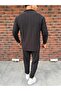 Vertical Striped Ottoman Fabric Zipper Detailed Men's Tracksuit Set - 4