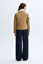 Women's Tan Plush Collar Quilted Puffer Coat - 2