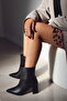 Look Women's Boots with Leg Warmer Detail and Removable Accessory, High-Heeled Pointed Toe Zippered Boots - 5