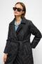 Belted Double-Breasted Quilted Coat with Snap Closure Black 6786 - 6