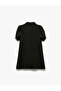 Zip Detail Balloon Sleeve Shirt Collar Dress - 2
