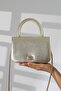Women's Gold Mini Box Handbag with Side Cross Strap and Handle Modern Stylish Women's Bags - 7