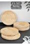 Set of 6 Bamboo Coasters - Wooden Round Tea Plate Coffee Cup Coasters
