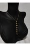 White Stone Gold Steel Y Necklace - 4