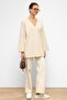Lace-Up Soft Knitwear Cardigan Ekru 8269 - 5