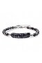 Snowy Obsidian Natural Stone Men's Steel Bracelet - Adjustable 21 cm