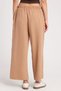 Women's relaxed fit comfortable wide leg beige trousers with elastic waistband and tie detail - 7