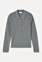 Women's Anthracite Melange Fitted Long Sleeve Blouse - 6
