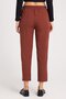 Women's Relax Fit Comfortable Cut High Waist Straight Leg Elastic Waist Brown Trousers - 7