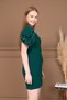 Crepe Shoulder Detail Mini Dress - Emerald Green - 4