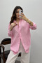 Women's Pink Oversize Basic Muslin Shirt - 3