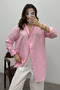 Women's Pink Oversize Basic Muslin Shirt