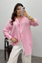 Women's Pink Oversize Basic Muslin Shirt - 6
