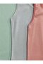Girl's Modal Pink White Water Green Ribbed 3-Piece Undershirt - 5