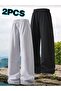 TRACKSUIT BOTTOMS 2 (PIECES) Black Gray Plus Size Sportswear High-Quality Loose Fit Stretchy Comfortable Fabric - 2