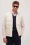 Men's Regular Fit Classic Cut Zip-Up Double Pocket Warm Stand-Up Collar Jacket in Beige