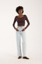 Women's Drawstring Detailed Long Sleeve Brown Viscose Blouse - 2
