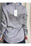 Gray Satin Collar Jacquard Shirt with Scarf - 3
