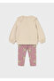 Cream Color Teddy Bear Sweatshirt and Pink Teddy Bear Printed Leggings - 2