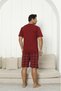 Men's 100% Organic Natural Cotton Plaid Pocket Detail Quality Short Sleeve Shorts Pajama Set - 6