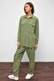 Snap Closure Casual Soft Denim Two-Piece Set Green 9378-Tk - 5