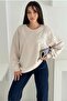 Beige Bead and Sequin Embroidered 100% Cotton Sweatshirt - 6