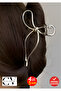 Silver Color Metal Bow Model Hair Clip 11 cm