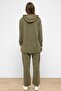Hooded Zipper Accessory Sweat Pants Loose Modal Set Khaki 9382-Tk - 6