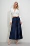 Women's Leather Look Pleated Skirt 88 cm