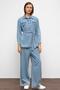 Wide Leg Pants Denim Two-Piece Set Blue 9379-Tk