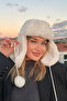 Women's Faux Fur Plush Hairy Elite Pompom Hat Beanie - 3