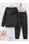 Leopard Printed 3 Hearts Thick Cotton Hooded Children's Tracksuit Set - 2