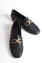 Women's Stylish Design Gold Buckle Thin Sole Casual Loafer Shoes - 2