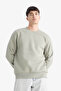 Relax Fit Crew Neck Thick Inside Soft Fleece Green Men's Sweatshirt T5139Az/Gn931 - 3